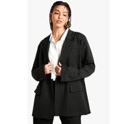 Boohoo Oversized Tailored Pinstripe Blazer In Black black 8