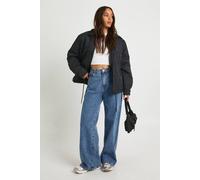 boohoo Women's Padded Collared Jacket in Black | Size: 10