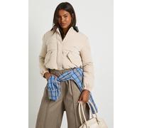 Boohoo Padded Contrast Collared Puffer Jacket In Stone stone