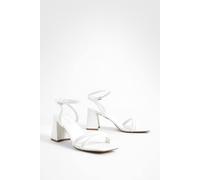 Boohoo Padded Strap 2 Part Mid Block Heels In White white 8