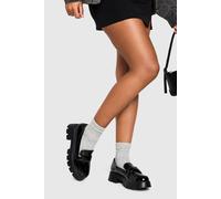 Boohoo Patent Chunky Sole Loafers In Black black 6