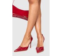 Boohoo Patent Cut Out Court Shoes In Dark Red