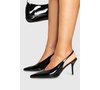 Boohoo Patent Effect Slingback Court Shoe Heels In Black black 7