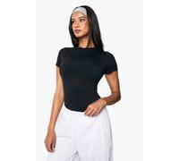 Boohoo Peached Sculpt Short Sleeve Bodysuit In Black black 8
