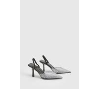 Boohoo Pearl Embellished Slingback Court Heels In Black black 3