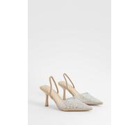 Boohoo Pearl Embellished Slingback Court Heels In Nude nude 7