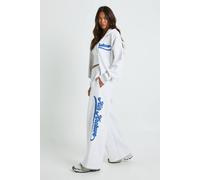 Boohoo Petite Ath Archive Self Fabric Applique Straight Leg Jogger In Ash Grey ash grey L