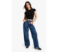 Boohoo Petite Basics Boyfriend Jean In Mid Blue mid blue 8/28L