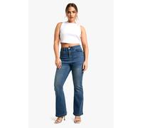 Boohoo Petite Basics Flared Jeans In Mid Blue mid blue 6/28L