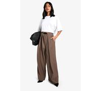 Boohoo Petite Belted Pleat Tailored Trouser In Mauve mauve 14