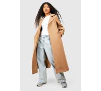 Boohoo Petite Belted Wool Look Trench In Camel camel 12