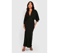 Boohoo Petite Bias Cut Angel Sleeve Maxi Dress In Black black 6