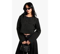 Boohoo Petite Boxy Fit Tailored Jacket In Black black 12
