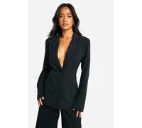 Boohoo Petite Cinched Waist Tailored Jacket In Black black 14