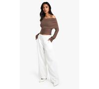 Boohoo Petite Clean Waistband Tailored Trouser In Ivory ivory 16