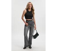 Boohoo Petite Comfort Stretch High Waist Flared Jean In Grey grey 8/26L