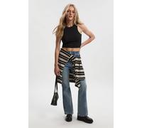Boohoo Petite Comfort Stretch High Waist Flared Jean In Vintage Wash