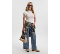 Boohoo Petite Comfort Stretch Mid Waist Wide Leg Jean In Vintage Wash vintage wash 6/28L