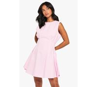 Boohoo Petite Cotton Poplin Seam Detail Shift Dress In Pink pink 8