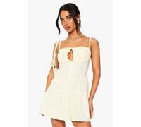 Boohoo Petite Cup Strappy Mini Skater Dress In Lemon lemon 8