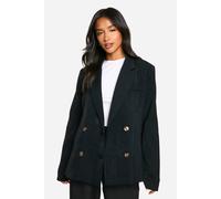 Boohoo Petite Double Breasted Blazer In Black black 8