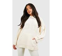 Boohoo Petite Dsgn Studio Knitted Hoodie In Cream cream 14