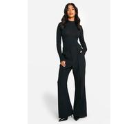 Boohoo Petite Essential Flare Leg Tailored Trousers In Black black 10/28L