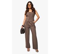 Boohoo Petite Essential Straight Leg Trouser In Taupe taupe 16