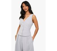 Boohoo Petite Fitted Waistcoat In Pale Grey pale grey 16