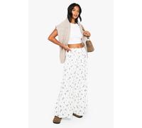 Boohoo Petite Floral Poplin Tiered Maxi Skirt In White white 12