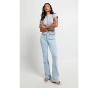 Boohoo Petite High Waist Booty Lifting Flared Jean In Bleach Wash bleach wash 16