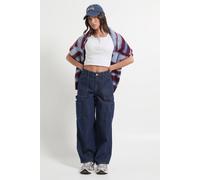 Boohoo Petite High Waist Loose Fit Carpenter Wide Leg Jean In Rinse rinse 8