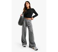 Boohoo Petite Jersey Marl Wide Leg Trousers In Grey Marl grey marl 8