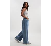 Boohoo Petite Mid Waist Loose Fit Skater Jean In Mid Blue mid blue 6