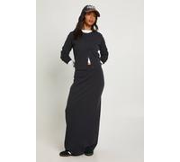 Boohoo Petite Rib Knit Maxi Skirt In Charcoal charcoal XS