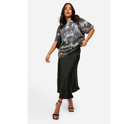 Boohoo Petite Satin Midaxi Skirt In Black black M