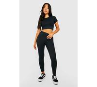 Boohoo Petite Seamless Rib Leggings In Black black M