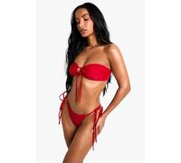 Boohoo Petite Swimwear Essentials Tie Side Brief In Red red 16