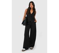 Boohoo Petite Tailored Wide Leg Trouser In Black black 6