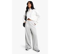 Boohoo Petite Tailored Wide Leg Trousers In Grey grey 16