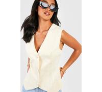Boohoo Petite Tailored Woven Waistcoat In Camel camel 8