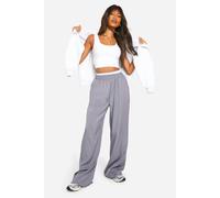 Boohoo Pinstripe Boxer Slouchy Dad Trouser In Grey Marl grey marl 16