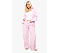 Boohoo Pinstripe Wide Leg Trousers In Pink pink 12