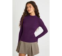Boohoo Plain Long Sleeve Knit Top In Plum plum S