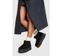 Boohoo Platform Faux Fur Lined Boots In Black black 4