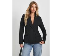 Boohoo Plunge Tailored Fitted Blazer In Black black 10