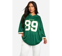 Boohoo Plus 89 New York City Slogan Oversized Football Top In Forest forest 24
