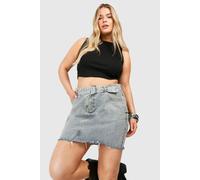 Boohoo Plus Acid Wash Denim Skirt In Acid Wash Light Blue acid wash light blue 28