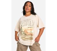 Boohoo Plus Arizona Washed Oversized T-Shirt In Stone stone 16