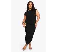 Boohoo Plus Asymmetric Bengaline Midaxi Dress In Black black 26